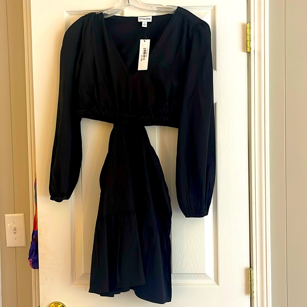 The Drop Black longsleeve cut out dress